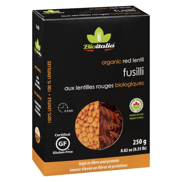 Bioitalia, Organic red lentil fusilli without gluten - Valens Farms