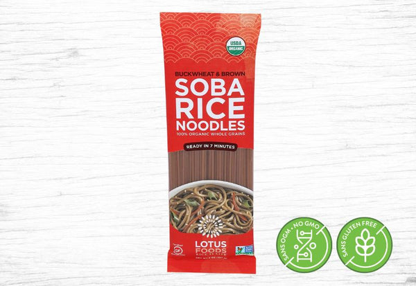 Lotus Foods, Organic brown rice and buckwheat soba noodles - Valens Farms